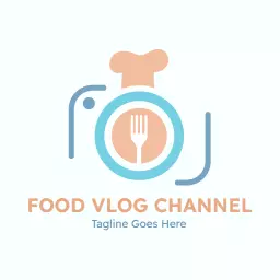 Bright Blue and Orange Design for Food Vlogger Channel Logo Template