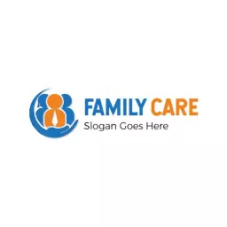Bright Blue and Orange Design Representing Family Care Center Logo Template