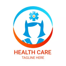 Bright Blue and Orange Healthcare Nurse Logo Template