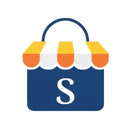 Bright Blue and Orange Shopping Cart Design with Alphabet Logo Template