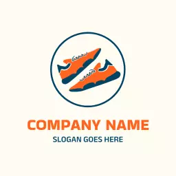 Bright Blue and Orange Stylish Athletic Shoes Logo Template