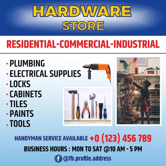 Bright Blue and Red Handyman Services for Home Improvement Ad Template