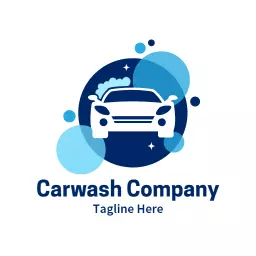 Bright Blue and White Car Wash Logo Featuring Clean Vehicles Logo Template