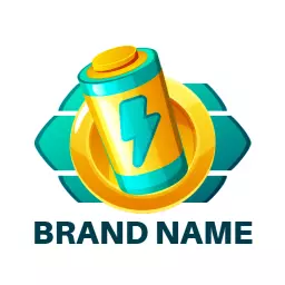 Bright Blue and Yellow Battery Design Enhancing Energy Logo Template