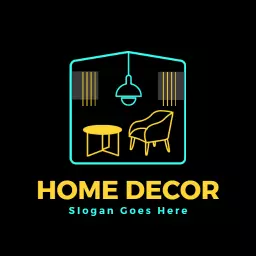 Bright Blue and Yellow Elegant Home Decor Interior Logo Template