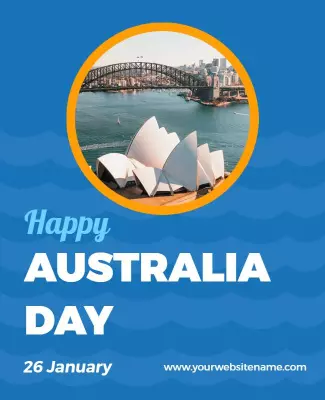 Bright Blue Australia Day Celebration Poster Template