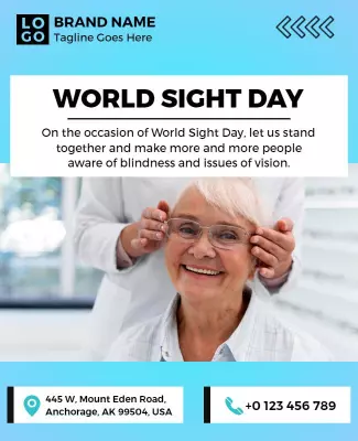 Bright Blue Awareness Campaign for World Sight Day Poster Template
