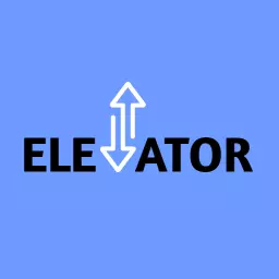 Bright Blue Background Design for Modern Elevator Logo Template