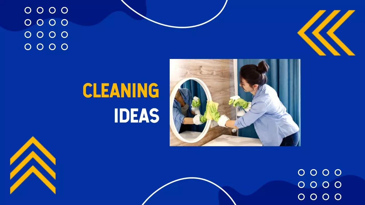 Bright Blue Background with Cleaning Ideas YouTube Banner Template