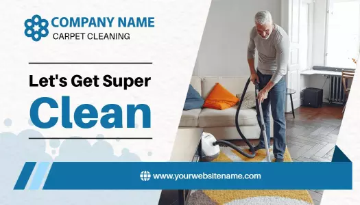 Bright Blue Carpet Cleaning Services Business Card Template
