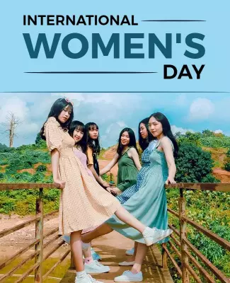 Bright Blue Celebration of International Women's Day Poster Template