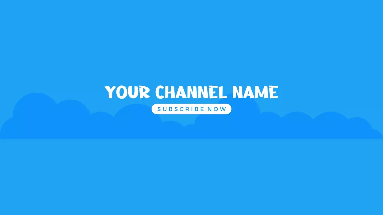Bright Blue Channel Art with Clouds for YouTube Banner Template