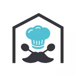 Bright Blue Chef Hat Design Celebrating Catering Services Logo Template