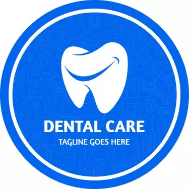 Bright Blue Circular Dental Care Professional Business Card Template