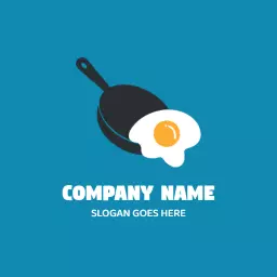 Bright Blue Cooking Scene Featuring Delicious Fried Egg Logo Template