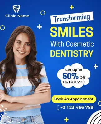 Bright Blue Cosmetic Dentistry Appointment Flyer Template