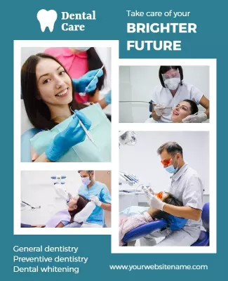 Bright Blue Dental Care Services Promotion Poster Template