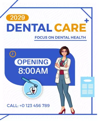 Bright Blue Dental Health Awareness Campaign Poster Template
