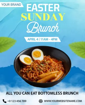 Bright Blue Easter Sunday Brunch Invitation Poster Template
