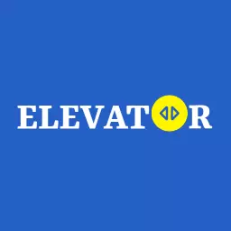 Bright Blue Elevator Design Showcasing Contemporary Style Logo Template