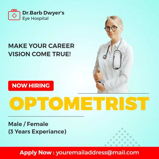 Bright Blue Eye Hospital Optometrist Job Opening Ad Template