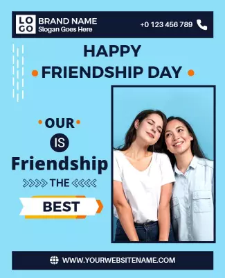 Bright Blue Friendship Day Celebration Poster Template