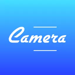 Bright Blue Gradient Design Featuring Elegant Camera Wordmark Logo Template