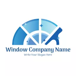 Bright Blue Graphic Representing Professional Window Cleaning Logo Template