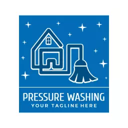 Bright Blue House Cleaning Design for Pressure Washing Logo Template
