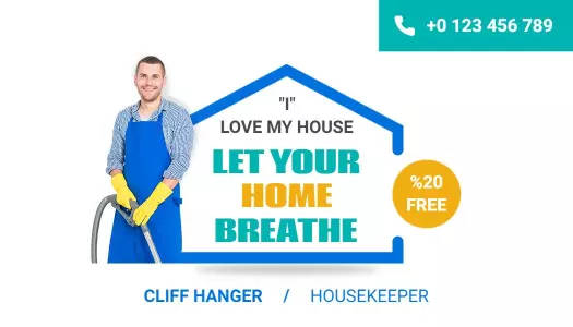 Bright Blue Housekeeper Promotional Visiting Card Template