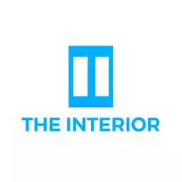 Bright Blue Interior Design Showcasing Architectural Elements Logo Template