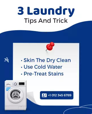 Bright Blue Laundry Tips for Effective Washing Poster Template