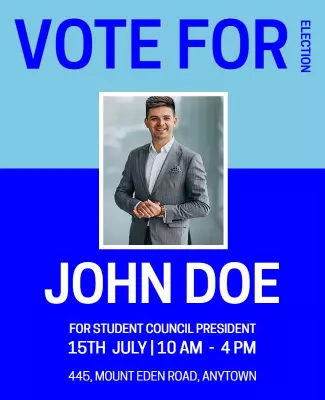 Bright Blue Modern Election Campaign Poster Template