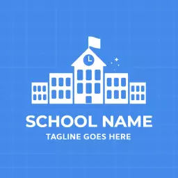 Bright Blue Modern School Building Design Logo Template
