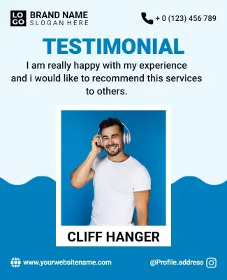 Bright Blue Modern Service Testimonial Poster Template
