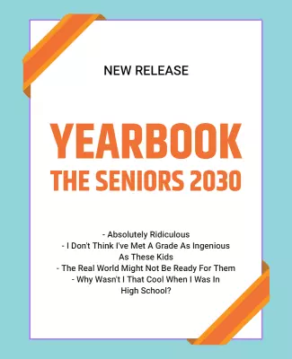 Bright Blue Modern Yearbook Release Poster Template