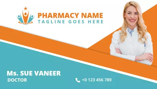 Bright Blue Pharmacy Open 7 Days Medical Business Card Template