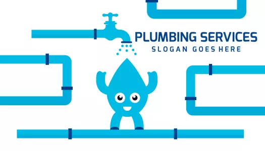 Bright Blue Plumbing Services Business Card Template