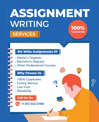 Bright Blue Professional Assignment Writing Services Poster Template