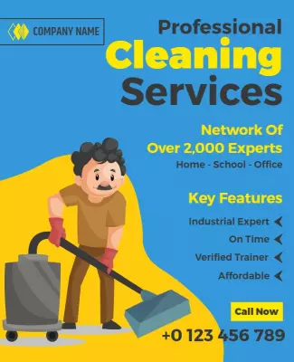 Bright Blue Professional Cleaning Services Poster Template