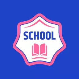 Bright Blue School Badge Featuring an Open Book Symbol Logo Template
