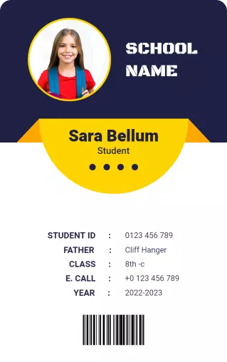 Bright Blue School Student Identity Card Template