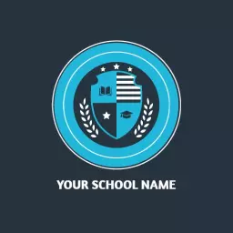 Bright Blue Shield Design Symbolizing School Spirit Logo Template