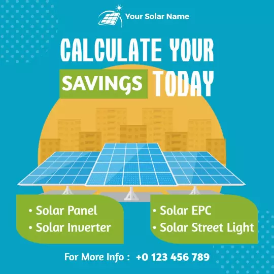 Bright Blue Solar Panel Savings Calculator Ad Template