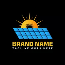 Bright Blue Solar Panel with Sun Illustration Logo Template