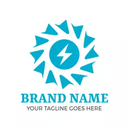 Bright Blue Sunburst Design Representing Energy Solutions Logo Template