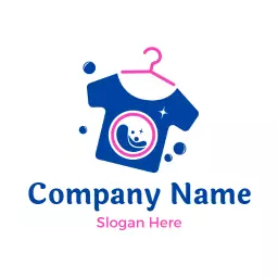 Bright Blue T-Shirt Design Representing Efficient Laundry Service Logo Template