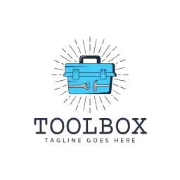 Bright Blue Toolbox Design for Professional Craftsmanship Logo Template