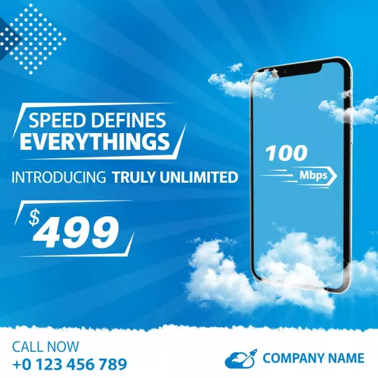 Bright Blue Unlimited Internet Speed Offer Ad Template