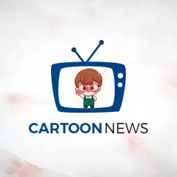 Bright Blue Vintage Television for Cartoon News Logo Template